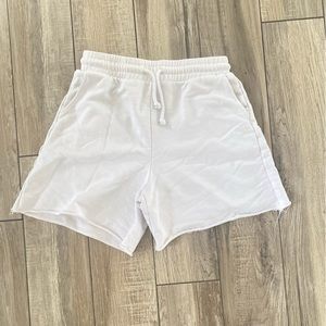 These are white sweat-shorts from H&M in a size medium